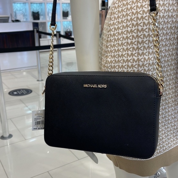 Michael Kors Handbags - Michael Kors Jet Set Item Large East West Zip Crossbody Leather Black